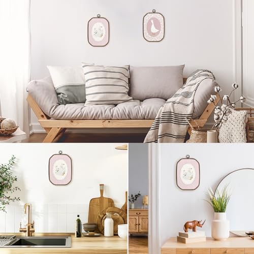 dvhdajed Goose Wall Art Decor, Goose Nursery Room Decor,Cute Gooses Framed Canvas Art,Pink Coquette Girl Nursery Octagon Wall Hanging Decoration for Bedroom Living Room Bathroom Nursery,10.2x7 Inch - Image 5
