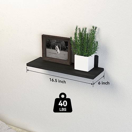 DOLLFIO Floating Wall Shelves, Decor & Storage, Black, 16.5'', 5Pcs - Image 3