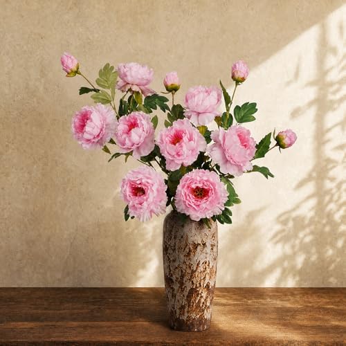 Silk Peonies Faux Flowers 4PCS, Pink, 31.5'' Long Stem - Image 5