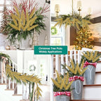 Oairse 8 Pcs Christmas Tree Picks and Sprays Gold Glitter Christmas Picks 28" Christmas Glitter Feathers Leaves Stems for Christmas Tree Filler Branches Wreaths Centerpieces Holiday Decorations - Image 5