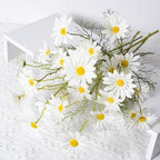 Artificial Daisy Flowers 12Pcs Artificial Flowers Silk Daisies with Stems Real Look for Home Wedding Garden Vase Decor (White) - Image 3