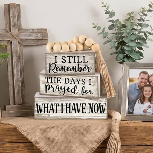 Yuntau 4 Pcs Farmhouse Christian Tabletop Decor Rustic Wood Bead Garland - Image 5