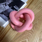 Wood Knot Decor -Coffee Table Decor Shelf Decor Table Books Hand Carved Home Decoration Boho Country Rustic Modern Shabby Chic Style Decor 3 Link Wooden Knot Chain Link Decor (Pink) - Image 6