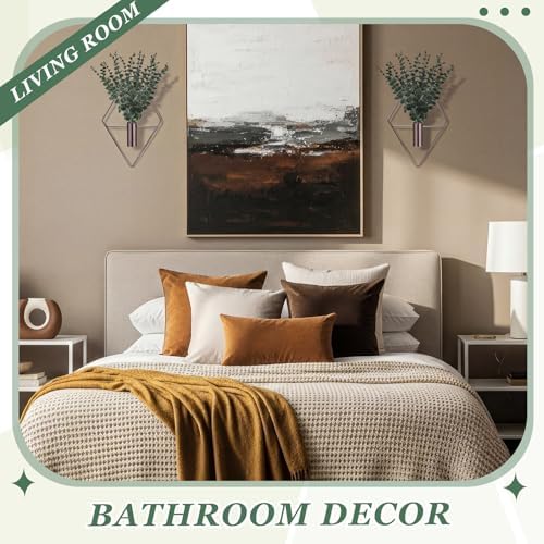 Jexine 2 Pcs Hanging Artificial Planters Wall Decor, Bronze, Eucalyptus - Image 4