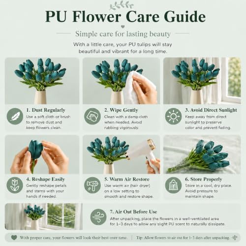 Mandy's 20pcs Artificial Teal Tulips - Image 6