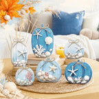 Leinuosen 6 Pcs Coastal Pumpkin Decor, Blue Fall Decorations for Home - Image 6