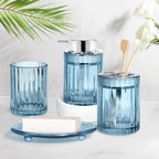 CERBIOR Bathroom Accessories Set, 4 PCS Glass Bathroom Set,Silver Blue - Image 7