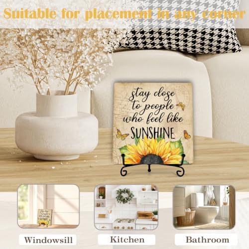 Sunflower Decor for Rustic Farmhouse Country Room, Sunshine Wooden Sign for Home Living Room Yellow Kitchen Decor, Sunshine Gifts for Women (A13) - Image 6