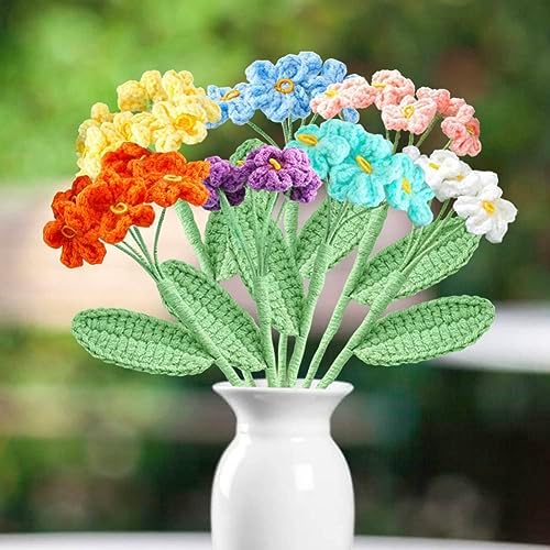 8 Pcs Hand-woven Forget-Me-Not Flower, Crochet myosotis Bouquet, Multicolor - Image 5