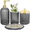 Haturi Glass Bathroom Accessories Set, Smoky Gray Bathroom Set, 4 Pcs by Haturi