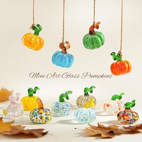12 Pcs Mini Glass Pumpkin Figurines Halloween Thanksgiving Table Decor - Image 3