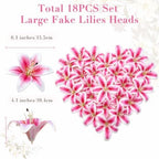 18 Pack Pink and white Large Fake Lilies Heads with Realistic Stamens - Image 3