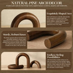 EOSAHR Acacia Wood Arch Decor Set: Wood Sculpture for Office Decor, Brown - Image 6
