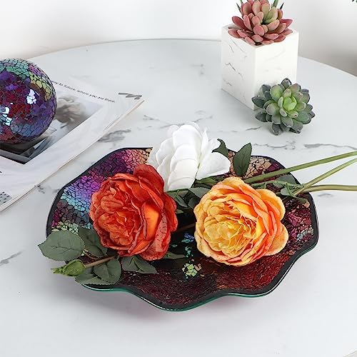 MDLUU Mosaic Centerpiece Tray, 11.6" Decorative Glass Plate, Home Decor Glass Bowl for Dining Room Table, Coffee Table, Gift (Multicolored Purple) - Image 5