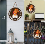 Interchangeable Gnome Welcome Sign Fall Halloween Door Wreath - Image 6