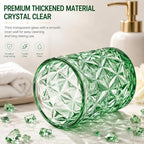 5 Piece Glass Bathroom Accessories Set, Green & Gold Vanity Countertop Set - Image 2