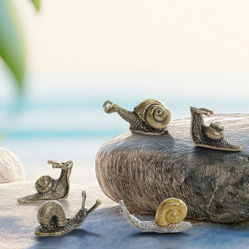 5Pcs Brass & Alloy Snail Statue mini Ornaments Retro、Antique Whimsical Cottagecore Decor, Brass Decor for Living Room、Desk and Bookshelf Figurines, Outdoor Garden Landscaping - Image 2