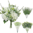 55pcs Hydrangea Artificial Flowers, Silk Fake Flower for Home Vase Decor by QUNWREATH