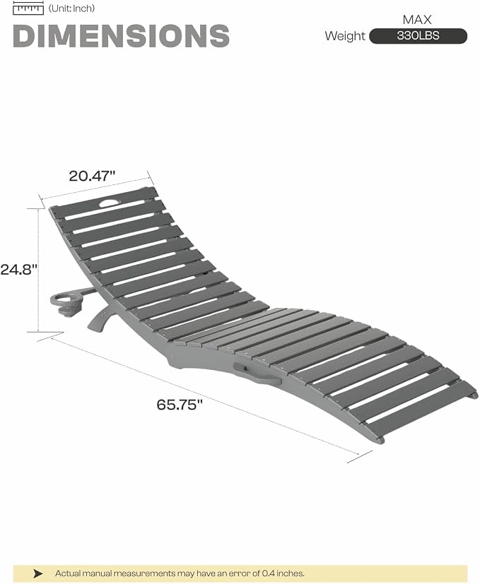 Folding HDPE Pool Lounge Chairs Set of 6, Pre-Assembled Outdoor Chaise Lounge - Image 2