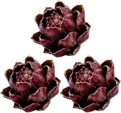 3Pcs Faux Artichokes, Bowl Filler Decor for Home Kitchen, Purple by Meiwlong