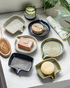 Zoeeker Ceramic Soap Dish, Self Draining Soap Holder Round Bar Soap Dish - Image 7