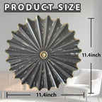 Metal Wall Sculpture,11.4''Distressed Black Gold Round Metal Wall Art Decor - Image 2