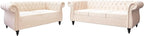 Chesterfield Loveseat Sofa, Modern Velvet Small Sofa Couch 2 Seater - Image 9