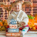 4 Pcs Fall Blue Pumpkin Decor for Home Hello Fall Wooden Signs with Blessed - Image 5