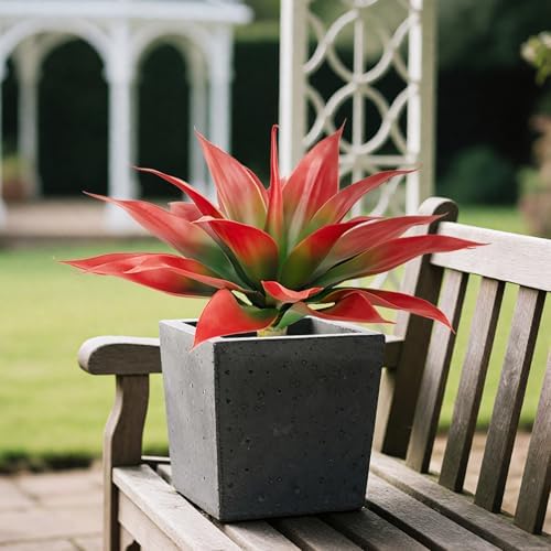 Artificial Agave Faux Agave Fake Greenery 18In Outdoor Artificial Plant Fake Plant for Indoor Home Decoration Plastic Plant Outdoor Decoration Front Porch Decor Simulation Plants 2Pack（Red） - Image 4