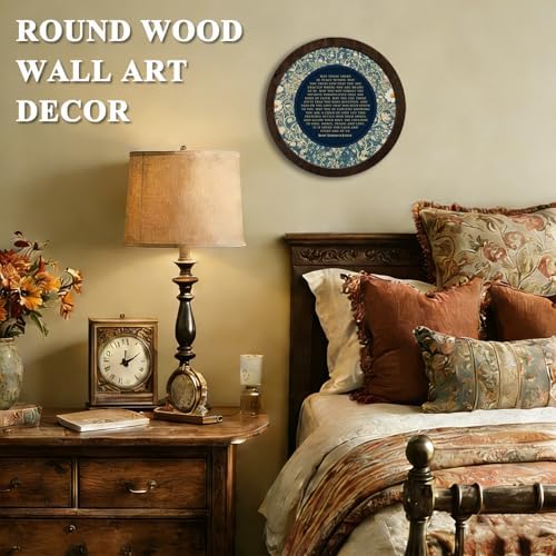 CFFJLHN Christian Bible Wall Art Decor, Bedroom Round Wooden Wall Art Wildflower Bible Religious Scripture Round Wood Hanging Wall Decor for Home Bedroom Living Room Church Prayer Room, 10x10 Inch - Image 2