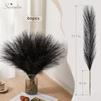 Serwalin 60PCS 17.7" Black Faux Pampas Grass Decor for Vase Filler Home - Image 6
