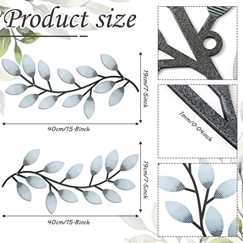 Zhengmy 2 Pcs Metal Leaf Wall Art Vine Branch Decor,Retro White - Image 2