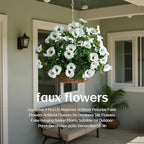 White Artificial Morning Glory Flowers for Outdoor Planters, UV Resistant Silk Faux Flowers for Hanging Basket, Porch & Window Box, Lifelike Farmhouse Garden Decor, No Pot, 13.3 Inch, 4 Bundles - Image 5