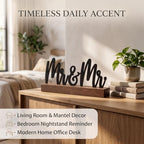 Mr and Mr Gay Wedding Gifts, Metal Desk Sign with Wood Base - Image 4