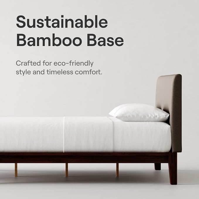 Nectar Bamboo Platform Bed Frame & Upholstered Headboard - Image 4