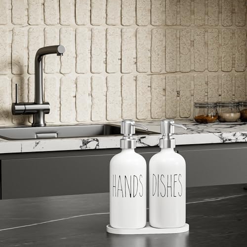 MOMEEMO Soap Dispenser for Kitchen Sink, White & Silver - Image 3