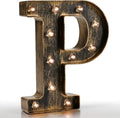 Pooqla Vintage Light Up Marquee Letters with Lights – Illuminated Industrial Style Lighted Alphabet Letter Signs - Coffee Bar Apartment Bedroom Wall Home Initials Decor A-Z by Pooqla
