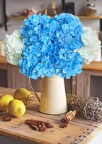 2Pcs White/ 4Pcs Blue 20" Hydrangea Artificial Flowers Silk Large Faux Floral Lifelike for Office Party DIY - Image 2