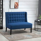 HOMCOM Wingback Double Sofa Linen Fabric Upholstery Button Tufted Loveseat - Image 5