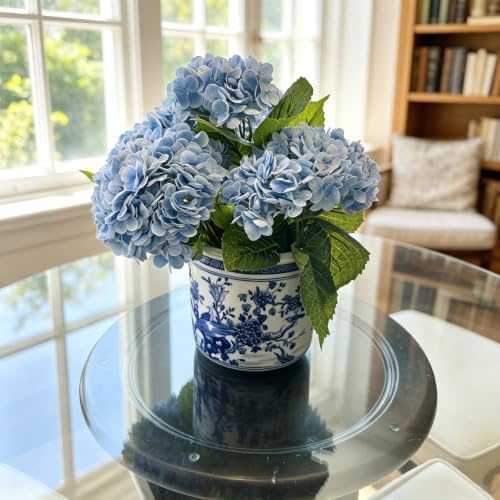4 PCS Blue Hydrangea Artificial Flowers, Latex UV Resistant Fake Flowers - Image 4
