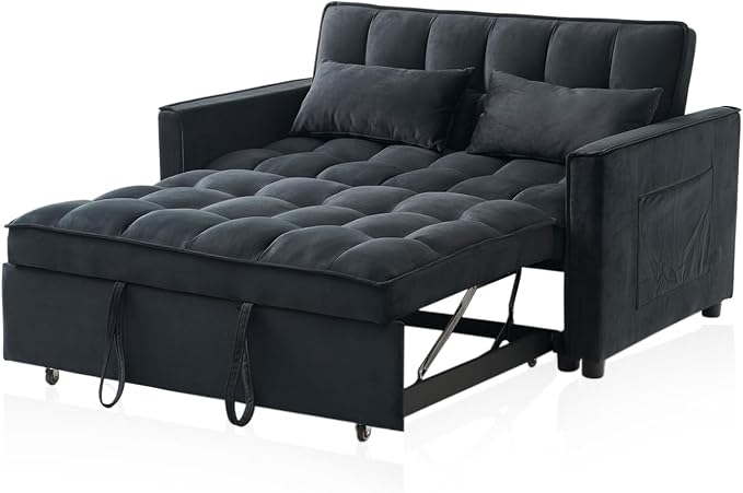 Futon Sofa Bed, Modern 3 in 1 Convertible Sleeper Sofa, Pull Out Couch Bed - Image 8