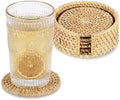 Drink Coasters Set of 6-Handwoven Rattan Coaster with Holder,Natural Rattan by Unknown