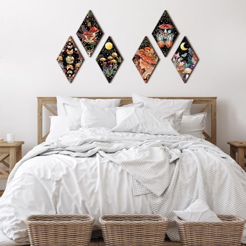 6 Pcs Halloween Witchy Wall Decor Gothic Sun and Moon Phases, Mushroom - Image 2