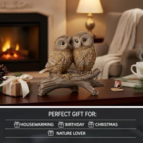 Braxio Owl Statue Home Decor - 7.5 Inch Resin Owl Couple Figurine - Image 6