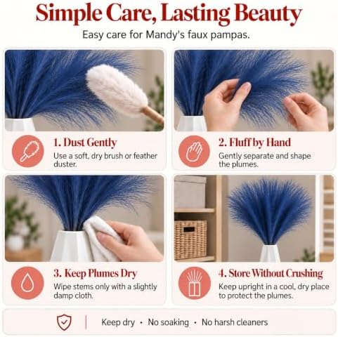Mandy's 20 Stems Royal Blue Silk Pampas Grass Bouquet - Image 6