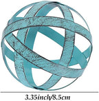 Kesywale 3.3 Inch Decorative Spheres Set of 3, Metal Band Decorative Balls Orbs Metal Spheres Home Decor Accents Dining Table Centerpieces for Living Room Bedroom Kitchen Office Coffee Table (Blue) - Image 2