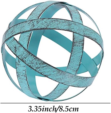 Kesywale 3.3 Inch Decorative Spheres Set of 3, Metal Band Decorative Balls Orbs Metal Spheres Home Decor Accents Dining Table Centerpieces for Living Room Bedroom Kitchen Office Coffee Table (Blue) - Image 2