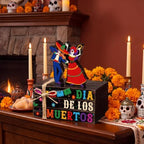 Geelin 4 Pcs Dia De Los Muertos Table Decoration Wooden Book Stack Signs - Image 4