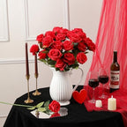 10pcs Red Roses Artificial Flowers, Realistic Faux Rose with Long Stem - Image 3