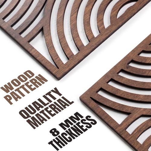 qmmp Modern Wooden Wall Sculptures - Set of 3 - Home Decor Accent - Large Wall Art for Living Room, Bedroom, Office - Easy Installation (Walnut, Medium - Orbit) - Image 5